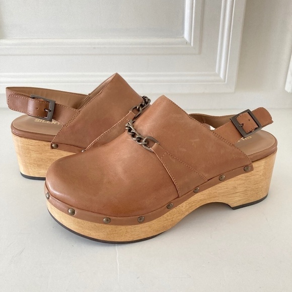 NWOT Silent D Anthropologie Georgia Slingback Heeled Brown Clogs Sz 40 - Picture 1 of 7